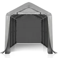 Cobertizo de Almacenamiento Exterior Resistente 240cm x 365cm Gris Con Laterales Removibles