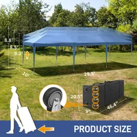 Toldo Plegable Para Exteriores 3m x 9m Azul Con Ocho Paredes Laterales