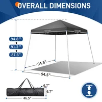 Toldo Plegable Para Exteriores 183 cm x 183 cm Gris Oscuro Con Patas Inclinadas
