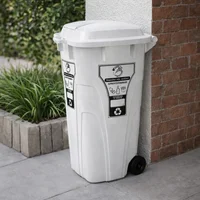 Contenedor Caneca Tanque 120 Litros Con Ruedas Tapa Click Blanco