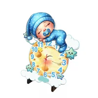 Reloj de Pared Kids Luna Boy Azul y Amarillo 28.6x36.4cm Irregular Análogo de Baterías