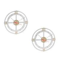 Set x 2 Relojes de Pared Memorial Blanco 31x31cm Circular Analogo de Baterias