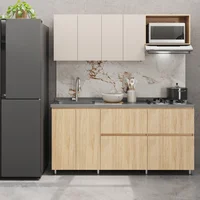 Cocina Integral Suiza 1.8 Metros Maple / Avellana Incluye Mesón con Poceta Izquierda y 4 Fogones a Gas Just Home Collection