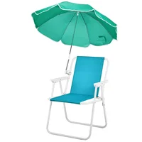 Silla de Playa Plegable con Sombrilla Ajustable Verde Menta