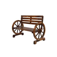 Banco Rústico de Madera para Exterior con Ruedas Decorativas Marrón