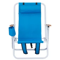 Juego de Sillas de Playa Plegables con Mochila y 4 Posiciones Azul