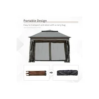 Toldo Plegable para Exteriores 325cm x 325cm Gris Oscuro con Malla Protectora