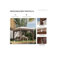 Toldo Plegable para Exteriores 356cm x 356cm Beige con Malla Protectora