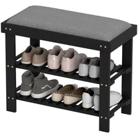 Gabinete para Guardar Zapatos con Cojín Acolchado y Estante de Bambú