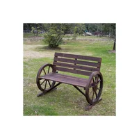 Banco de Madera para Exterior con Ruedas Decorativas y Respaldo