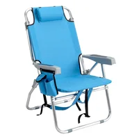 Silla de Playa Azul con Respaldo Ajustable y Tubo de Aluminio