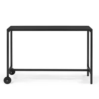 Mesa de Bar para Exterior Negra con Ruedas Alta y Estrecha de 139cm