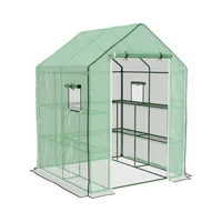 Mini Invernadero Verde 140cm x 143cm x 190cm con Estantes de 2 Niveles