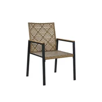 Juego de Comedor para Patio de Ratán y Acacia con Mesa y Cuatro Sillas