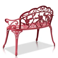 Banco de Patio de Aluminio Rojo con Diseño de Rosas para Exterior