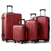 Maleta con Ruedas 4 en 1 con Rayas Verticales Curvas Rojo Retro