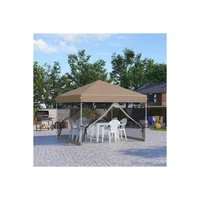 Carpa Plegable para Exteriores 305cm x 305cm Caqui con Paredes de Malla