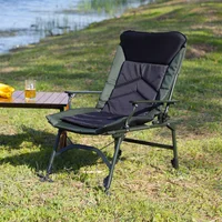 Silla de Camping Reclinable con Respaldo Ajustable y Cojín Verde Negro