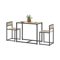 Juego de Mesa de Comedor con Sillas en Acabado Roble y Negro