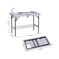 Mesa de Camping Plegable con Fregadero para Exteriores
