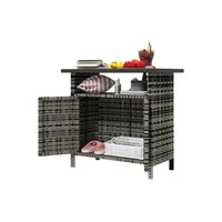 Gabinete para Guardar Zapatos con Mesa y Puertas de Mimbre Sintético