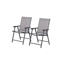 Sillas de Camping Plegables con Malla Transpirable y Marco de Acero Gris