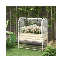 Jardinera Elevada con Invernadero y Estante 106cm x 54cm x 135cm Negro
