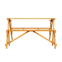 Mesa y Silla Unidas de Madera Maciza Plegable Color Amarillo