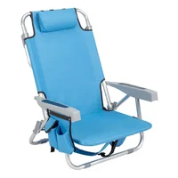 Silla de Playa Azul con Respaldo Ajustable y Tubo de Aluminio