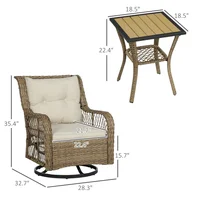 Conjunto Bistro para Exteriores Beige con Mesa y 2 Sillas Giratorias