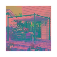 Pérgola Retráctil Con Techo Aislante Para Terraza Y Jardín Color Marfil
