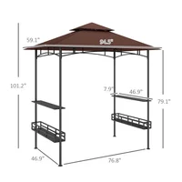 Toldo para Parrilla Café para Exteriores 240cm x 150cm Doble Techo