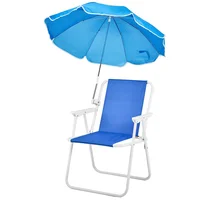 Silla de Playa Plegable con Sombrilla y Respaldo Alto para Máxima Comodidad