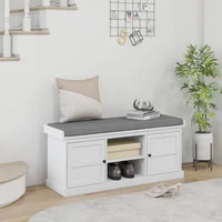 Banco Zapatero con 2 Gabinetes y Estante Ajustable en Blanco y Gris