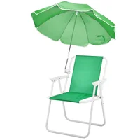 Silla de Playa Plegable con Sombrilla Ligera y Portátil Verde