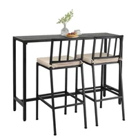 Juego de Bar para Patio con Mesa Alta y 2 Taburetes Acolchados