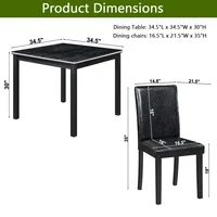 Juego de Comedor de Madera de 5 Piezas con Sillas Tapizadas Negro