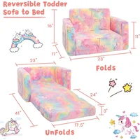 Sofá Convertible para Niños Estilo Unicornio Rosa