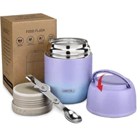 Termo para Alimentos de Acero Inoxidable Púrpura Azul con Cuchara Plegable