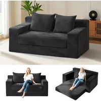 Sofá Cama Convertible de 2 Plazas en Color Negro