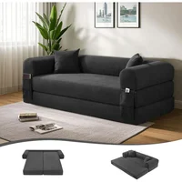 Sofá Cama Convertible en Pana Gris Oscuro 3 en 1