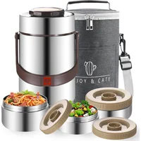 Termo de Comida de Acero Inoxidable con Compartimentos Plateado