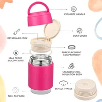 Termo de Sopa para Niños Rosado de Acero Inoxidable con Boca Ancha