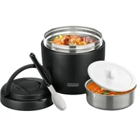 Tarro Térmico para Alimentos de Acero Inoxidable Negro con Cuchara