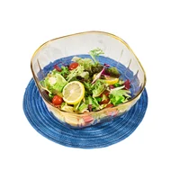 Bowl Cuadrado Pp Borde Dorado 21cm