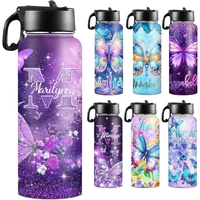 Botella Infantil Aislada Personalizada para Agua con Pitillo en Diseño Colorido