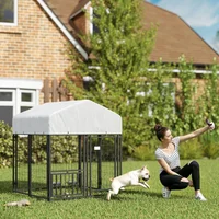 Jaula para perro de acero con techo resistente y acceso amplio