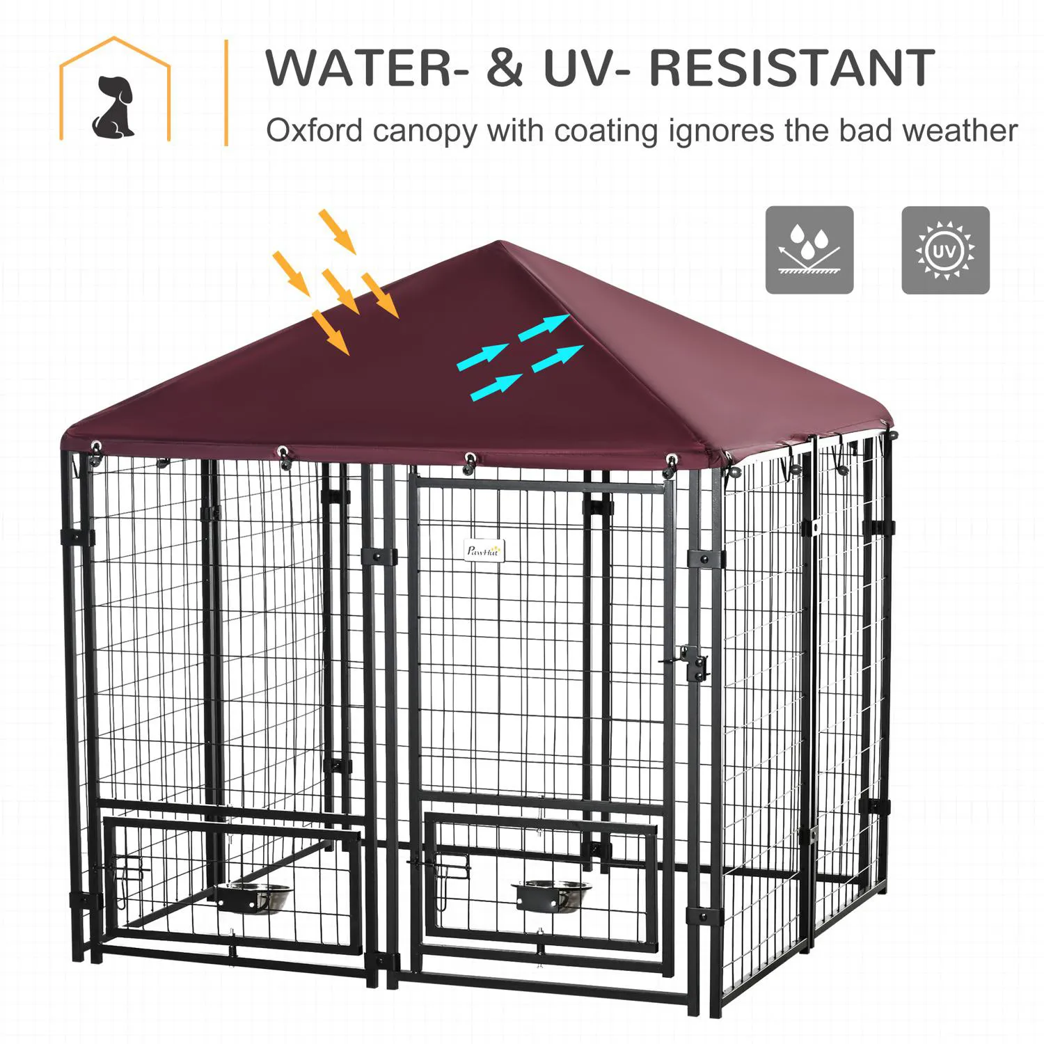 Jaula para perro de exterior con techo oxford y acceso amplio 3