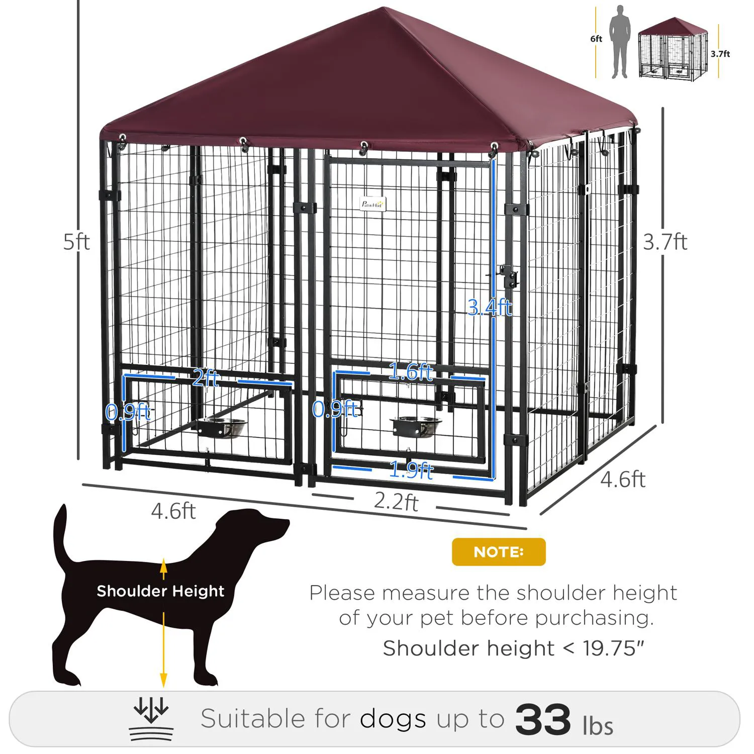 Jaula para perro de exterior con techo oxford y acceso amplio 4