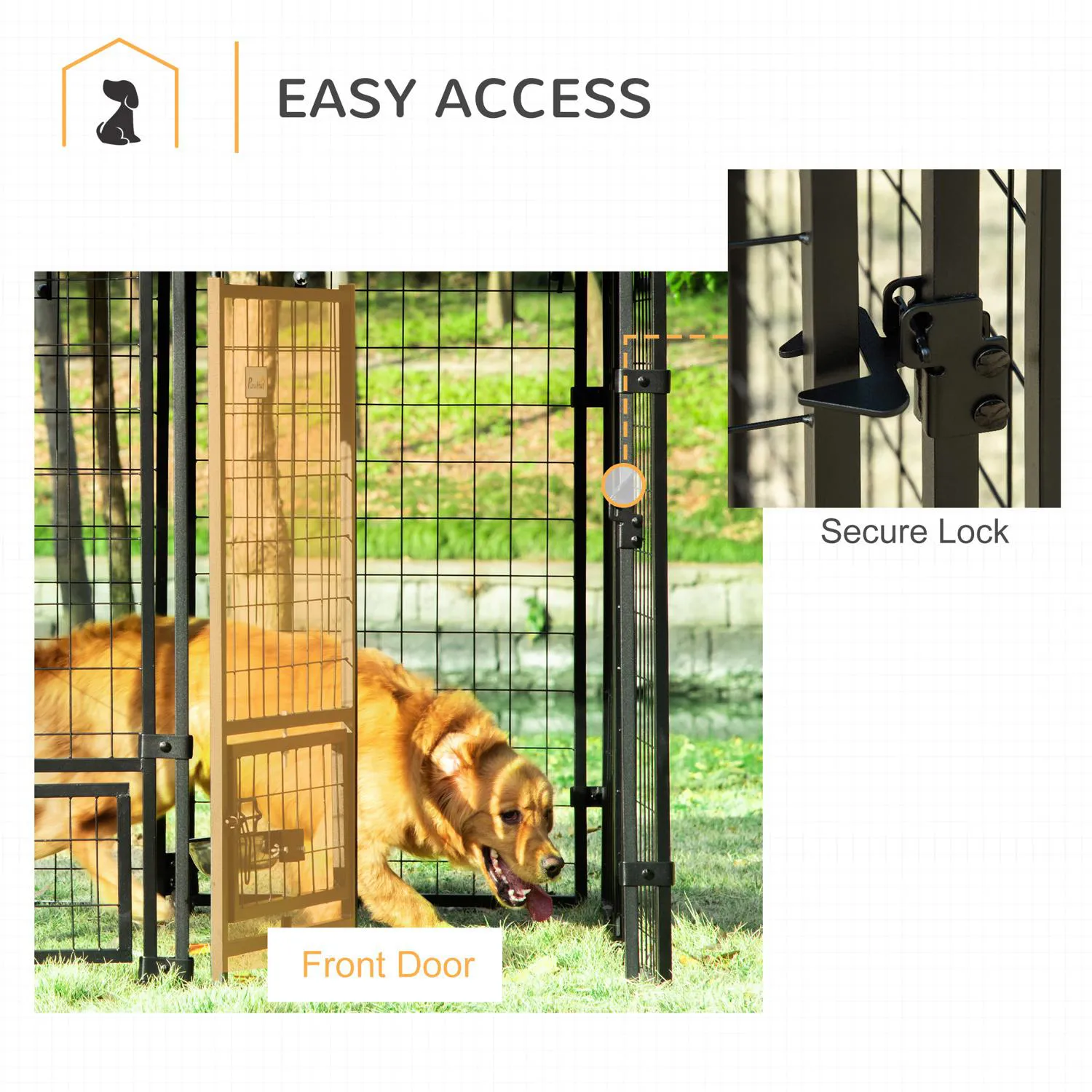 Jaula para perro de exterior con techo oxford y acceso amplio 6